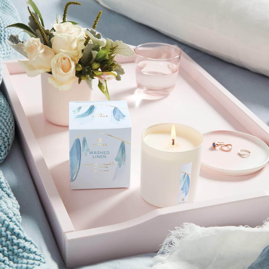 Thymes Washed Linen Candle
