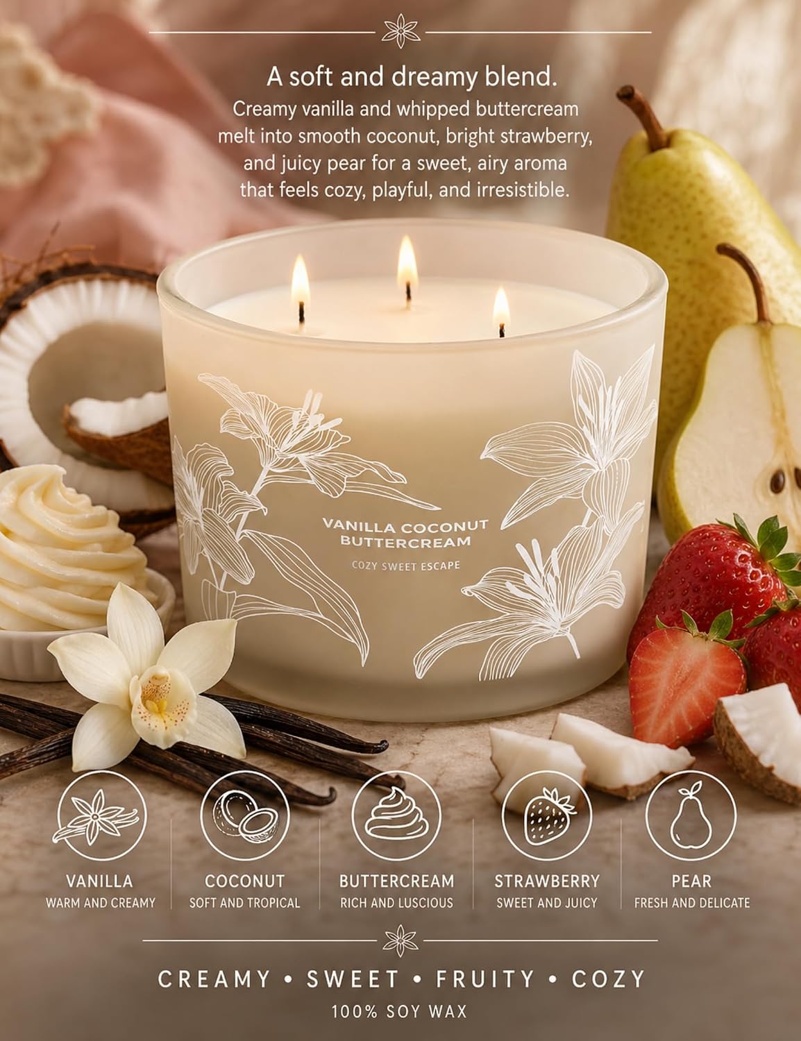 Vanilla Coconut Buttercream Candle